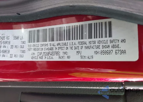 2015 Jeep Cherokee Limited z USA, uszkodzony, nr VIN 1C4PJMDS8FW537851